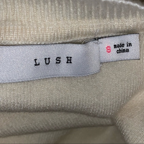 LUSH Sequin Sleeve Sweater Silver Cream Coquette Comfy Cozy Winter Sparkly Small - Picture 10 of 15